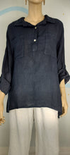 Load image into Gallery viewer, Hi-Low Navy Blouse
